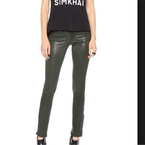 Brand Olive Green Alpine Lamb Leather Ankle Zip Pants Size 28